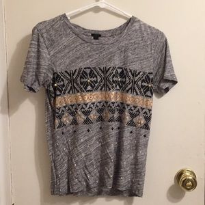 JCrew Heather Grey Metallic Rhinestone T shirt XXS